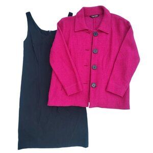 Vintage Jane Ashley Sweater Jacket and Dress Size 10 Fuchsia